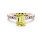 Emerald Cut Pavé Solitaire Engagement Ring Setting for a Fancy Yellow Lab-Grown Diamond | Single Row Band | Rose Gold