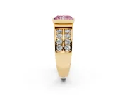 Radiant Cut Half Bezel Engagement Ring Setting for a Fancy Pink Lab-Grown Diamond | Channel Band | Yellow Gold