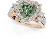 Heart-Shaped Halo Engagement Ring Setting for a Fancy Green Lab-Grown Diamond | Graduated Channel Band | Rose Gold