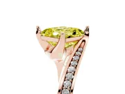 Fancy Yellow Asscher Cut Diamond Solitaire Ring Set in Rose gold with Intertwined Pavé Twist Band