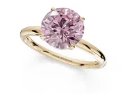Round Hidden Halo Ring Setting for a Fancy Pink Lab-Grown Diamond | Yellow Gold