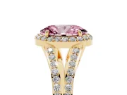 Oval Split Shank Halo Engagement Ring Setting for a Fancy Pink Lab-Grown Diamond | Yellow Gold