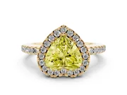Heart-Shaped Pave Halo Engagement Ring Setting for a Fancy Yellow Lab-Grown Diamond | Pave Band | Yellow Gold