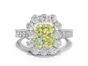 Radiant Cut Halo Engagement Ring Setting for a Fancy Yellow Lab-Grown Diamond | White Gold - Design NV-24711