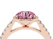 Round Halo Pavé Engagement Ring Setting for a Fancy Pink Lab-Grown Diamond | Rose Gold