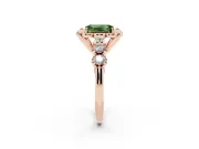 Emerald Cut Floral Engagement Ring Setting for a Fancy Green Lab-Grown Diamond | Petal Frame and Side Stones | Rose Gold