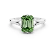 Emerald Cut Split Shank Solitaire Engagement Ring Setting for a Fancy Green Lab-Grown Diamond | Sterling Silver