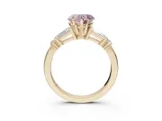 Heart-Shaped Tapered Baguette Engagement Ring Setting for a Fancy Pink Lab-Grown Diamond | Bar Set Sides | Yellow Gold