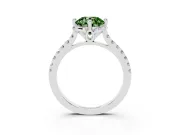 Round Floral Engagement Ring Setting for a Fancy Green Lab-Grown Diamond | Pavé Band | White Gold