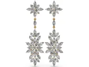 Marquise Lab-Grown Diamond Floral Cluster Drop Earrings | Flower Top and Spray | Yellow Gold