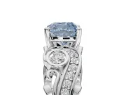 Cushion Cut Swirl Engagement Ring Setting for a Fancy Blue Lab-Grown Diamond | Platinum
