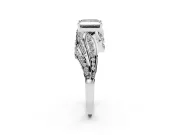 Fancy Black Princess Cut Diamond Solitaire Ring Set in Platinum with Layered Twist Pavé Band