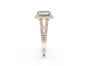 Asscher Cut Halo Split Shank Engagement Ring Setting for a Fancy Green Lab-Grown Diamond | Pavé Shoulders | Rose Gold