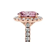 Oval Raised Halo Engagement Ring Setting for a Fancy Pink Lab-Grown Diamond | Pave Band | Rose Gold
