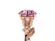 Round Leaf Solitaire Engagement Ring Setting for a Fancy Pink Lab-Grown Diamond | Rose Gold