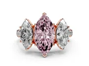 Marquise Three Stone Engagement Ring Setting for a Fancy Pink Lab-Grown Diamond | Accented Shoulders | Rose Gold