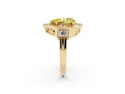 Fancy Yellow Pear Cut Diamond Milgrain Halo Ring Set in Yellow gold with Split Shank