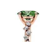 Oval Graduated Accent Engagement Ring Setting for a Fancy Green Lab-Grown Diamond | Rose Gold