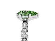 Fancy Green Pear Cut Diamond Pavé Solitaire Ring Set in White gold with Round Band and Prong Setting