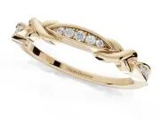 Round Lab-Grown Diamond Graduated Twisted Pavé Wedding Band | Marquise Motifs | Yellow Gold