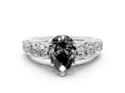Pear-Shaped Engagement Ring Setting for a Black Center | Sterling Silver