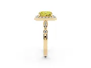 Radiant Cut Halo Engagement Ring Setting for a Fancy Yellow Lab-Grown Diamond | Bezel Station Shoulders | Yellow Gold