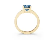 Fancy Blue Princess Cut Diamond Solitaire Ring Set in Yellow gold with Prong Head and Smooth Polished Band