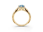 Marquise Leaf Halo Engagement Ring Setting for a Fancy Blue Lab-Grown Diamond | Yellow Gold