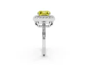 Asscher Cut Halo Engagement Ring Setting for a Fancy Yellow Lab-Grown Diamond | Polished Halo Rim | Sterling Silver