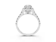 Cushion Cut Halo Engagement Ring Setting | Shared Prong Shoulders | Platinum