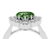 Heart-Shaped Milgrain Cluster Halo Engagement Ring Setting for a Fancy Green Lab-Grown Diamond | Plain Band | White Gold