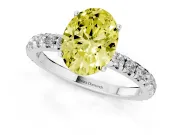 Oval Pave Engagement Ring Setting for a Fancy Yellow Lab-Grown Diamond | Shared Prong Band | Sterling Silver