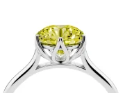 Fancy Yellow Round Cut Diamond Solitaire Cathedral Ring Set in Silver with Prong Setting