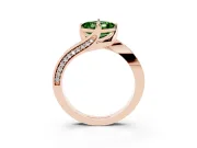 Asscher Cut Bypass Pavé Solitaire Engagement Ring Setting for a Fancy Green Lab-Grown Diamond | Angled Head | Rose Gold