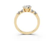 Heart-Shaped Five Stone Engagement Ring Setting | Prong-Set Side Stones | Yellow Gold