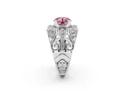 Round Art Deco Engagement Ring Setting for a Fancy Pink Lab-Grown Diamond | Sterling Silver