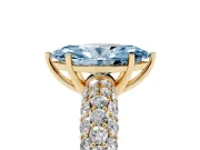 Marquise Multi Row Pave Engagement Ring Setting for a Fancy Blue Lab-Grown Diamond | Yellow Gold