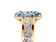 Marquise Graduated Engagement Ring Setting for a Fancy Blue Lab-Grown Diamond | Yellow Gold