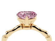Heart-Shaped Bamboo Engagement Ring Setting for a Fancy Pink Lab-Grown Diamond | Yellow Gold