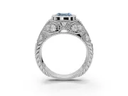 Asscher Cut Vintage Bezel Engagement Ring Setting for a Fancy Blue Lab-Grown Diamond | Platinum