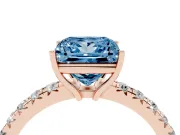 Princess Cut Pave Engagement Ring Setting for a Fancy Blue Lab-Grown Diamond | Shared Prong Band | Rose Gold