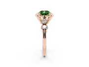 Cushion Cut Floral Engagement Ring Setting for a Fancy Green Lab-Grown Diamond | Petal Frame and Side Stones | Rose Gold