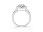 Heart Cut Diamond Halo Pavé Solitaire Ring Set in Platinum with Prong-Set Center Stone
