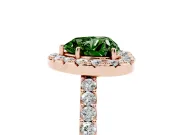 Heart-Shaped Halo Engagement Ring Setting for a Fancy Green Lab-Grown Diamond | Single Row Pavé Band | Rose Gold