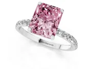 Radiant Cut Pave Solitaire Engagement Ring Setting for a Fancy Pink Lab-Grown Diamond | Pave Shoulders | Platinum