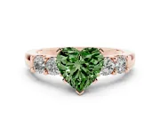 Heart-Shaped Five Stone Engagement Ring Setting for a Fancy Green Lab-Grown Diamond | Rose Gold