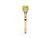 Cushion Cut Hidden Halo Three Stone Engagement Ring Setting for a Fancy Yellow Lab-Grown Diamond | Yellow Gold