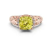 Cushion Cut Filigree Engagement Ring Setting for a Fancy Yellow Lab-Grown Diamond | Rose Gold