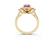 Radiant Cut Three-Stone Engagement Ring Setting for a Fancy Pink Lab-Grown Diamond | Yellow Gold