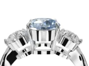 Round Three Stone Engagement Ring Setting for a Fancy Blue Lab-Grown Diamond | Tapered Pave Band | Sterling Silver